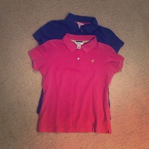 2 Lily Pulitzer Short Sleeve Polos Hot Pink & Blue